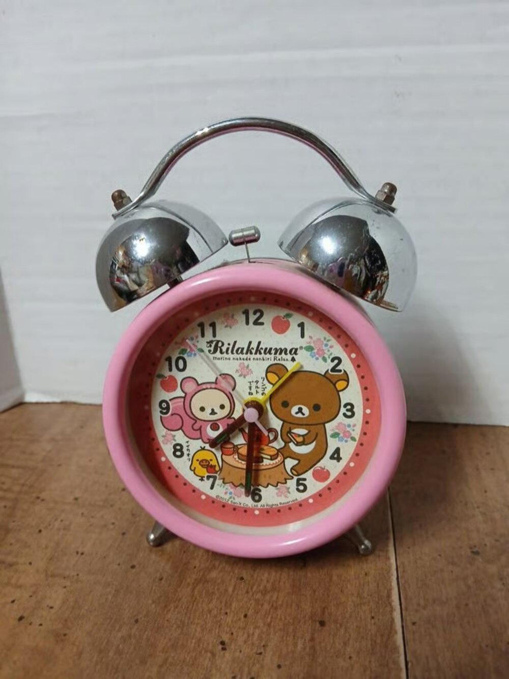 Rilakkuma Pink Metal Twin Bell Alarm Clock Official San-X 2012 RARE Kawaii